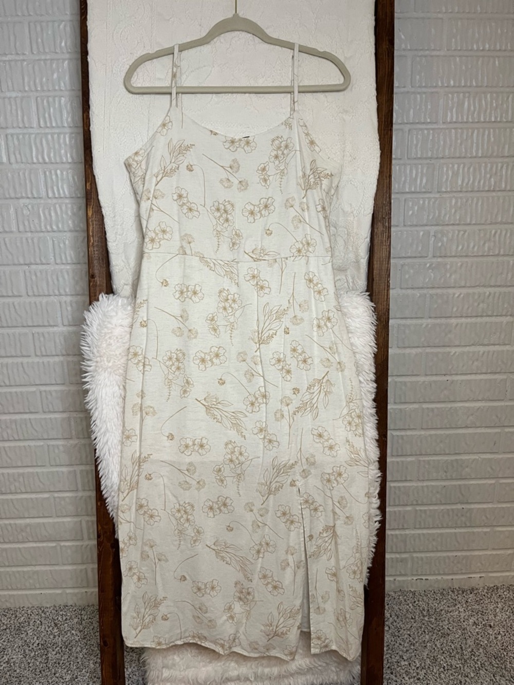 H&M DIVIDED White Floral Sheer Maxi Dress Double Layered Women’s Small